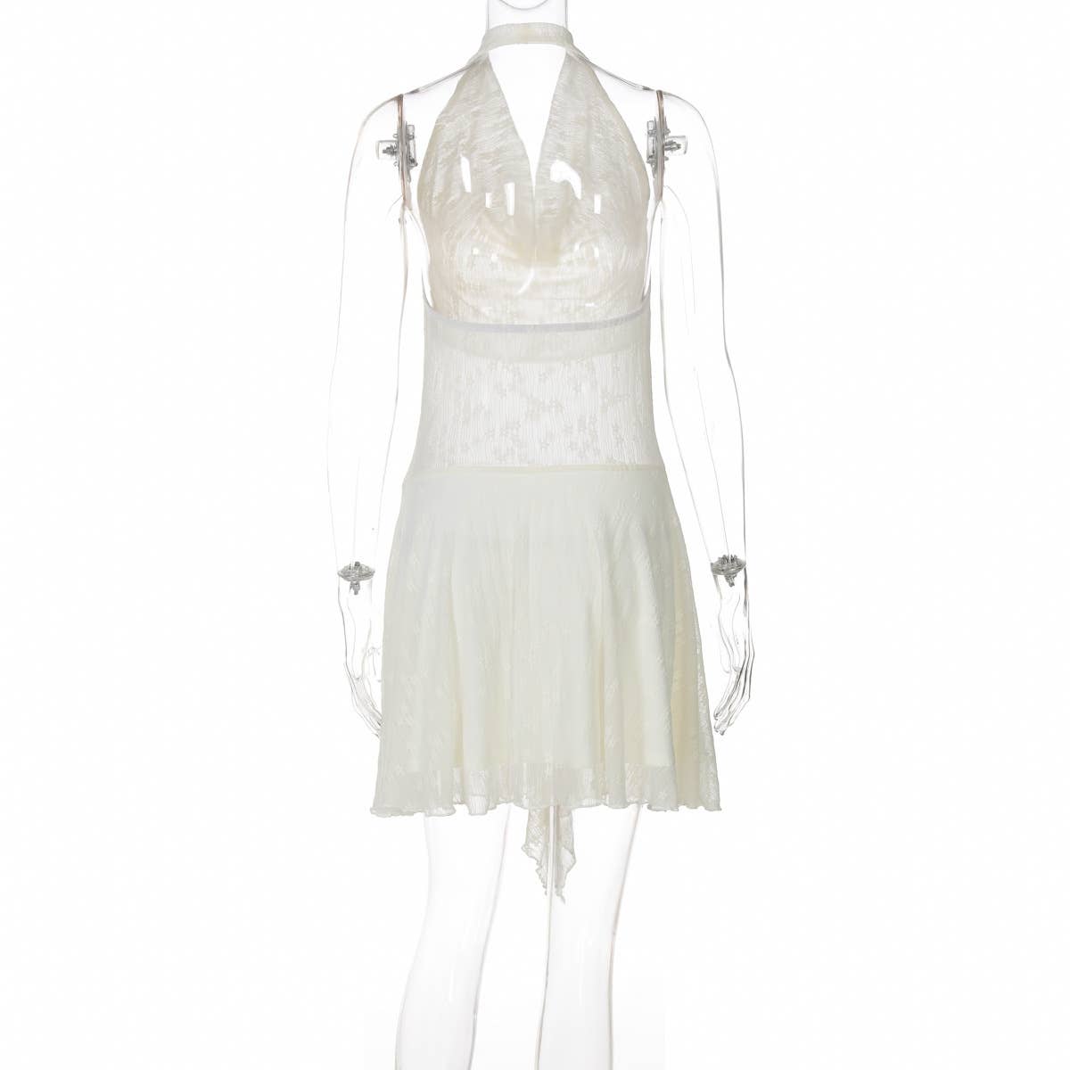 Lace Halter Backless Vacation Dress