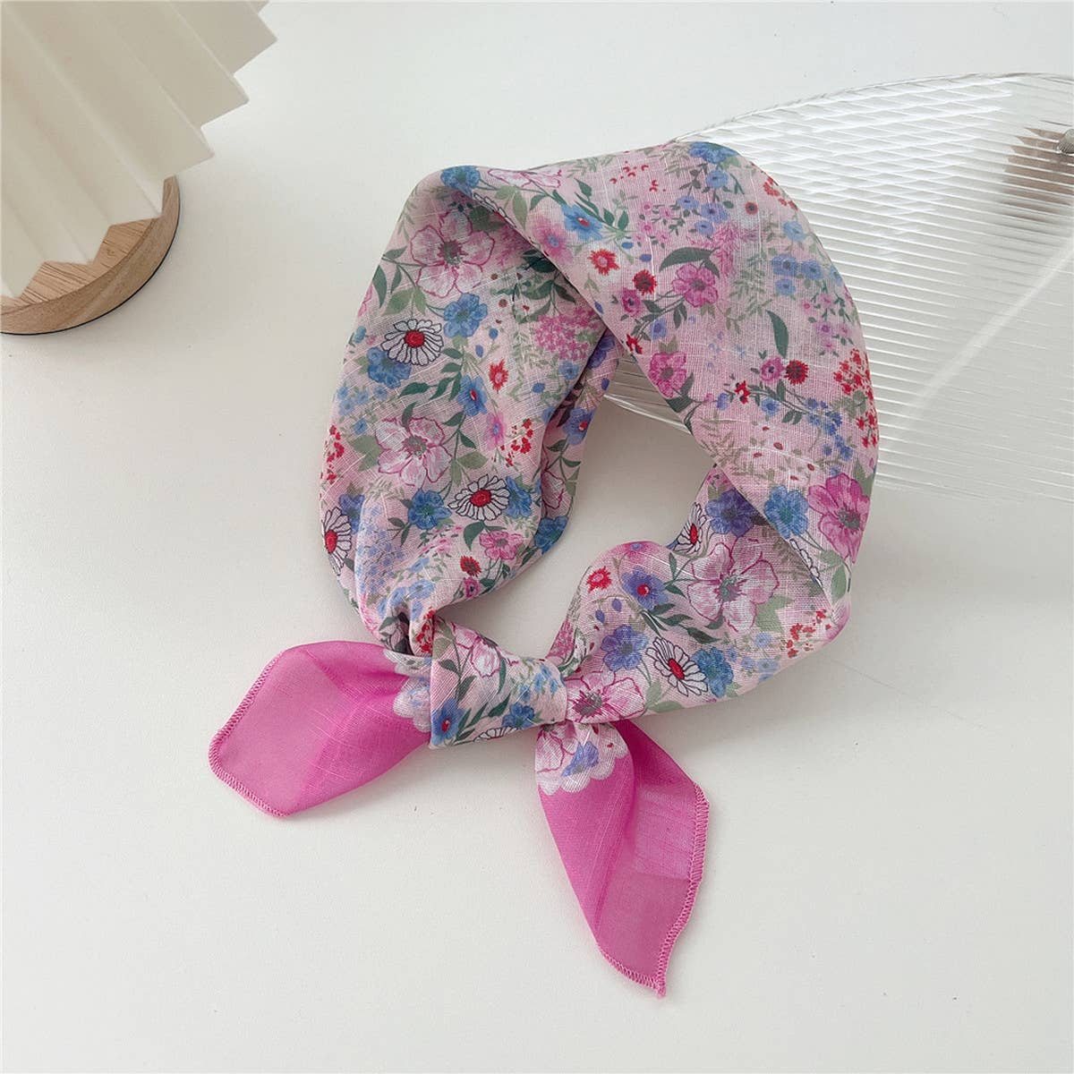 Cotton Linen Square Scarf - Breathable Neck Wrap