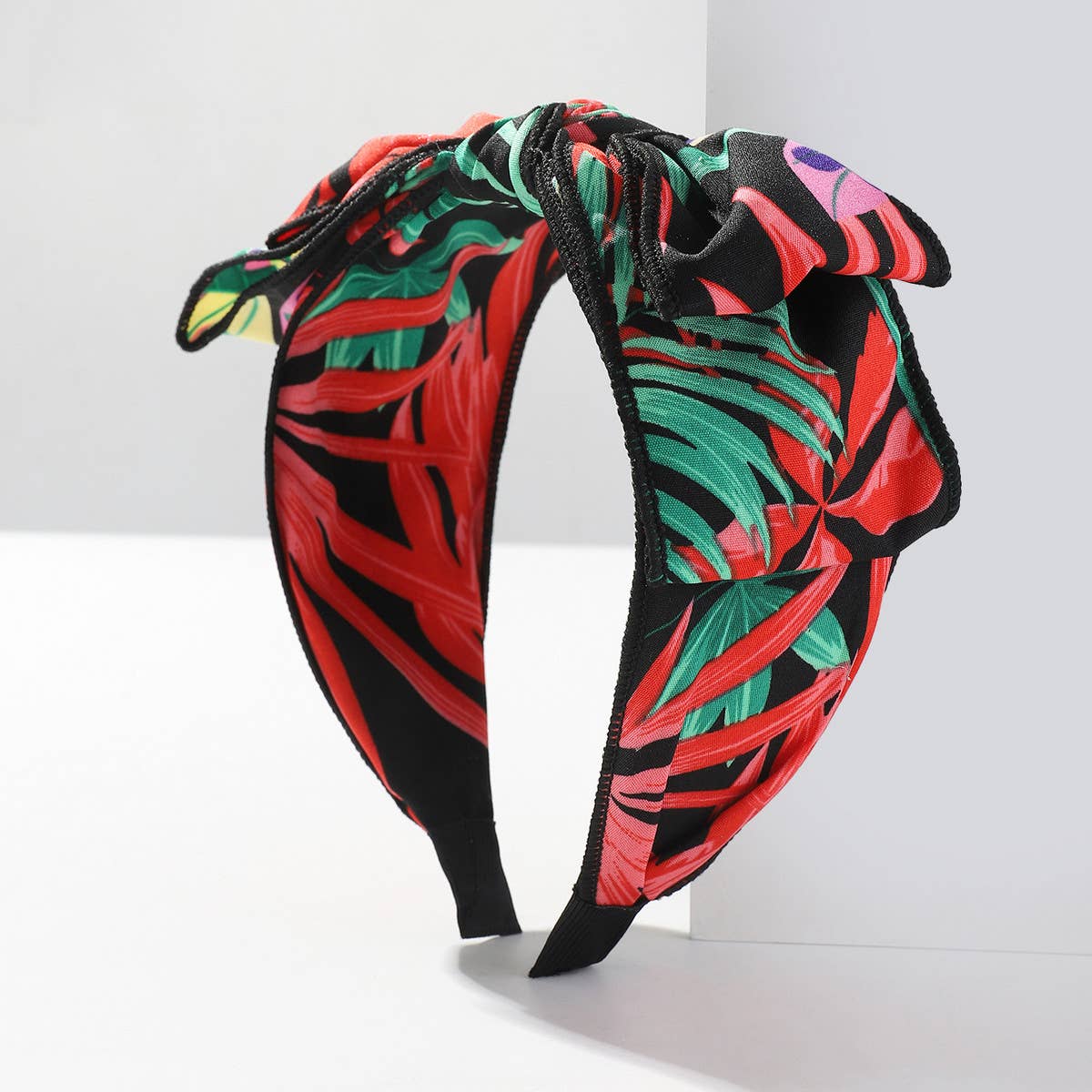 RETRO FLORAL BOW WIDE BRIM HEADBAND_CWAHA2549