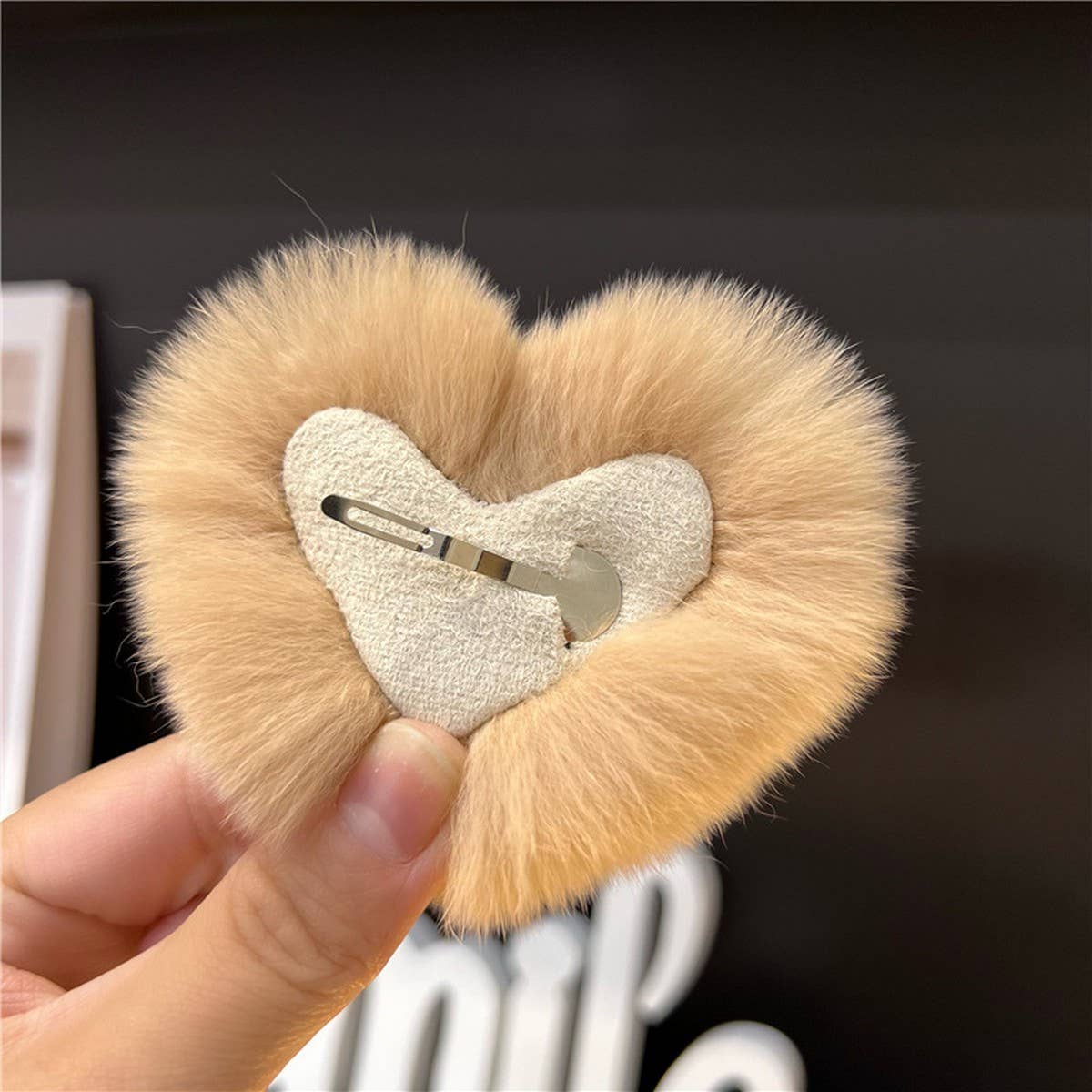 Cute Rex Rabbit Heart Hair Clip - Fluffy BB Pin