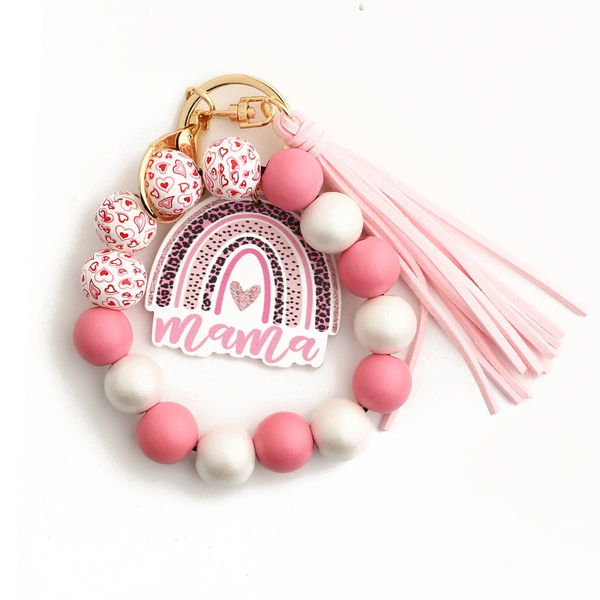 WOODEN BEADS BRACELET SPOT BRACELET KEYCHAIN_CWMM1299