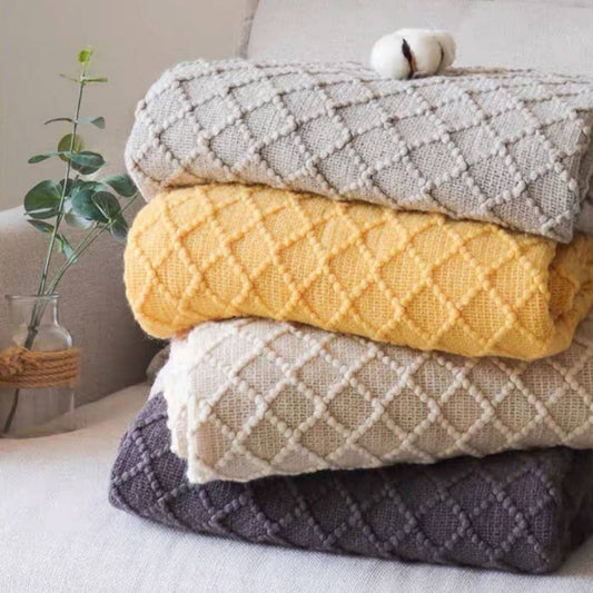 SOLID COLOR DIAMOND KNITTED SOFA BLANKET_CWMM0420