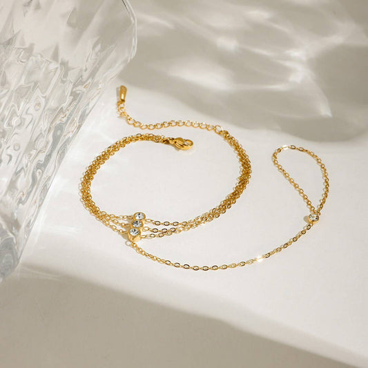 18K Gold Layered Zircon Bracelet in Titanium_CWAJE4648