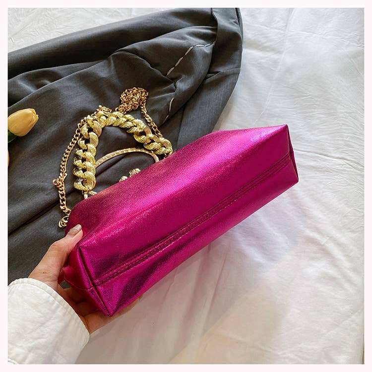 Fashionable candy-colored thick chain handbag