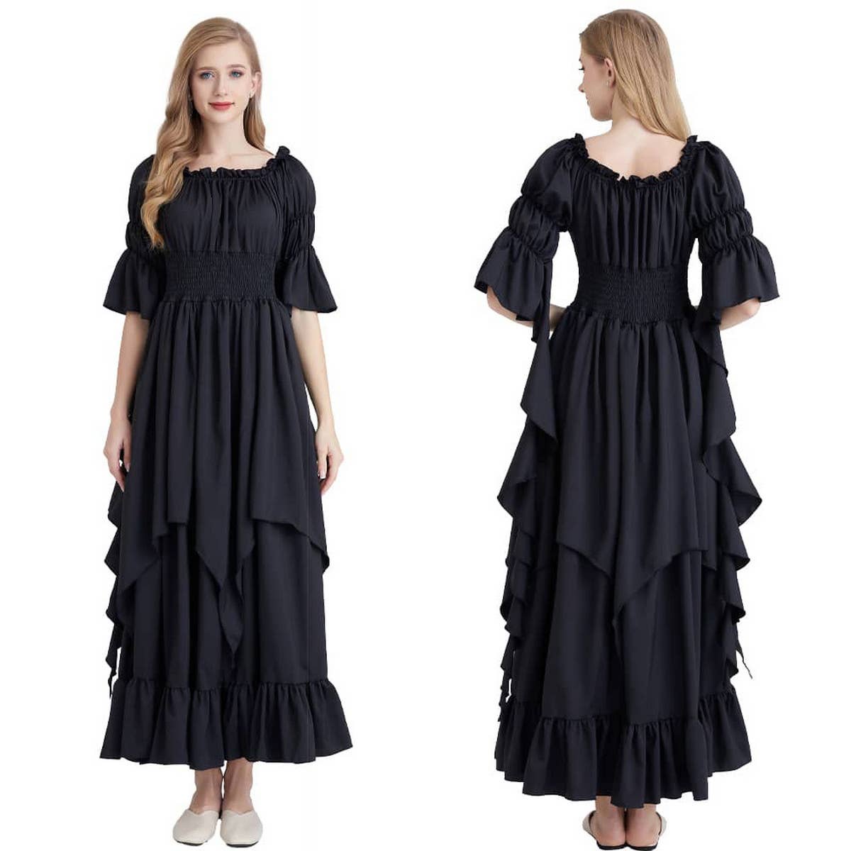 HALLOWEEN COSTUME SQUARE NECK TIED WAIST DRESS