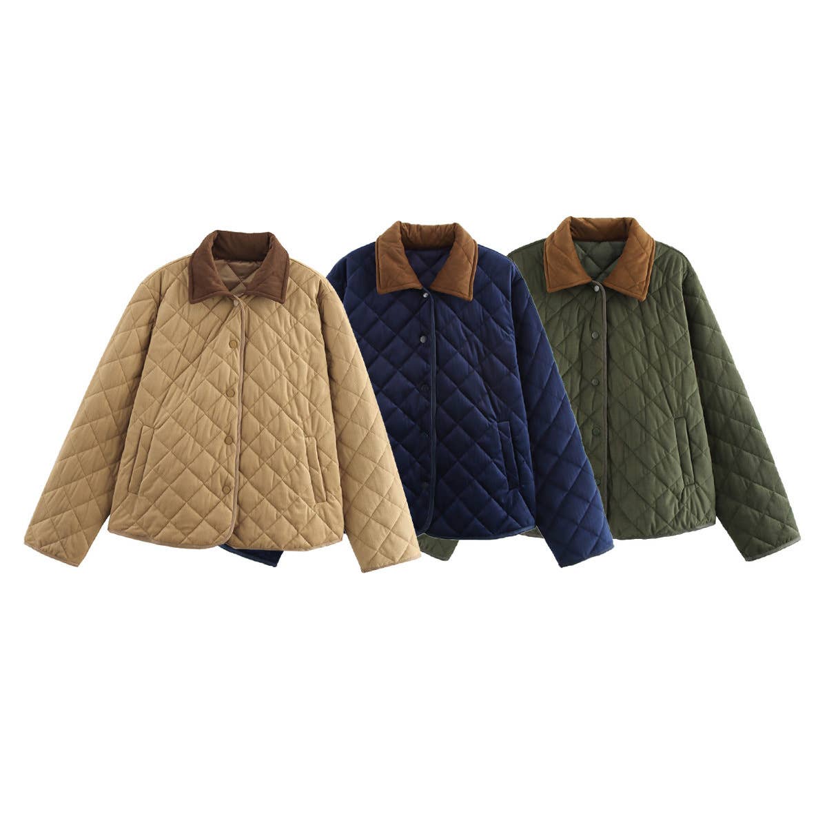 STYLISH QUILTED SUEDE COAT WITH MATCHING COLORS