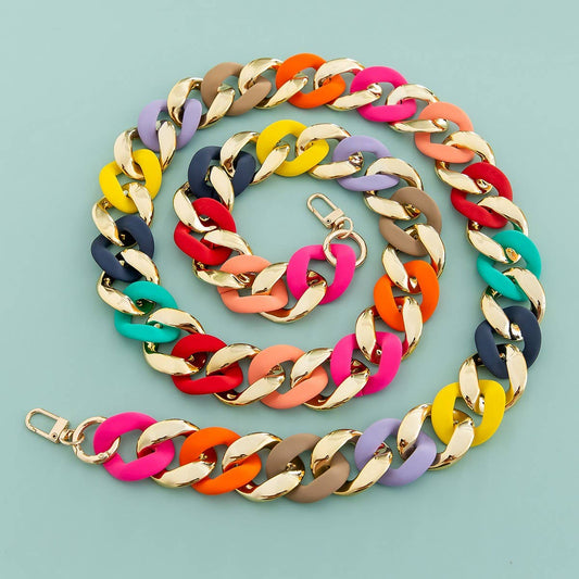 Large Resin Acrylic Bag Chain, Wide Strap_CWMM5065