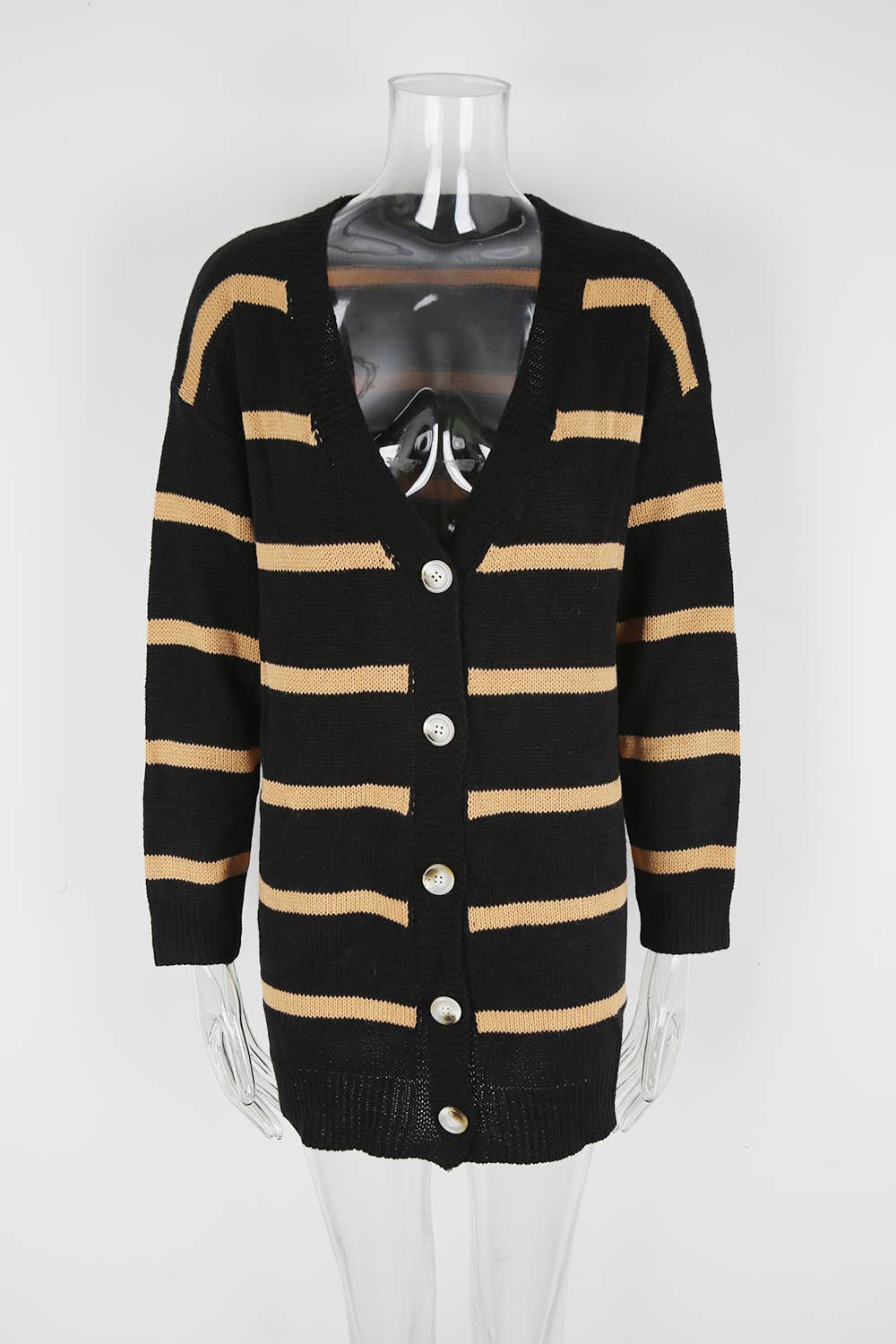 Simple and versatile button striped coat