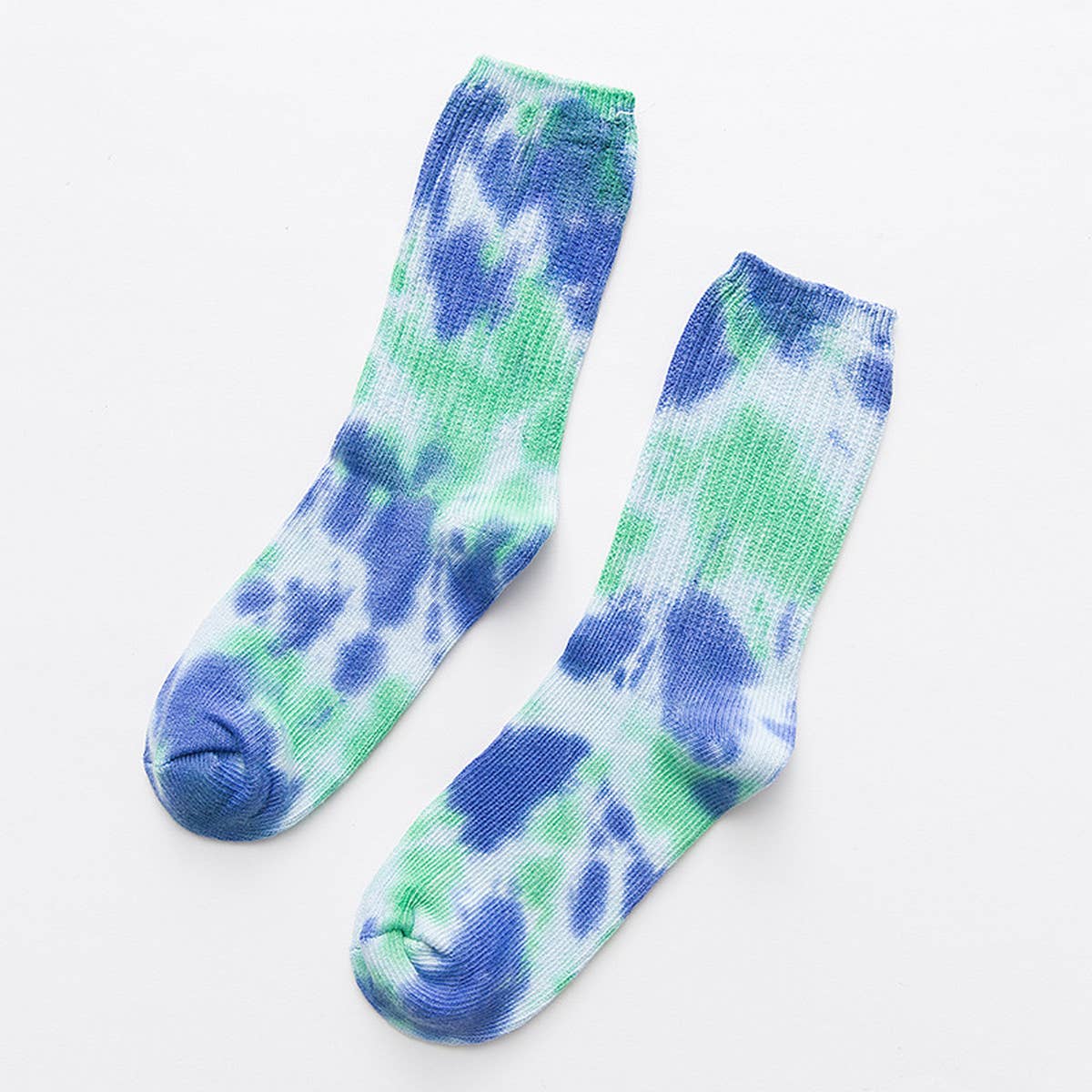 WOMEN DOUBLE-NEEDLE TIE-DYEING MID-TUBE SOCKS