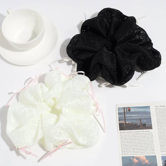 SIMPLE PEARL BOW FABRIC HAIR ROPE_CWAHA2207
