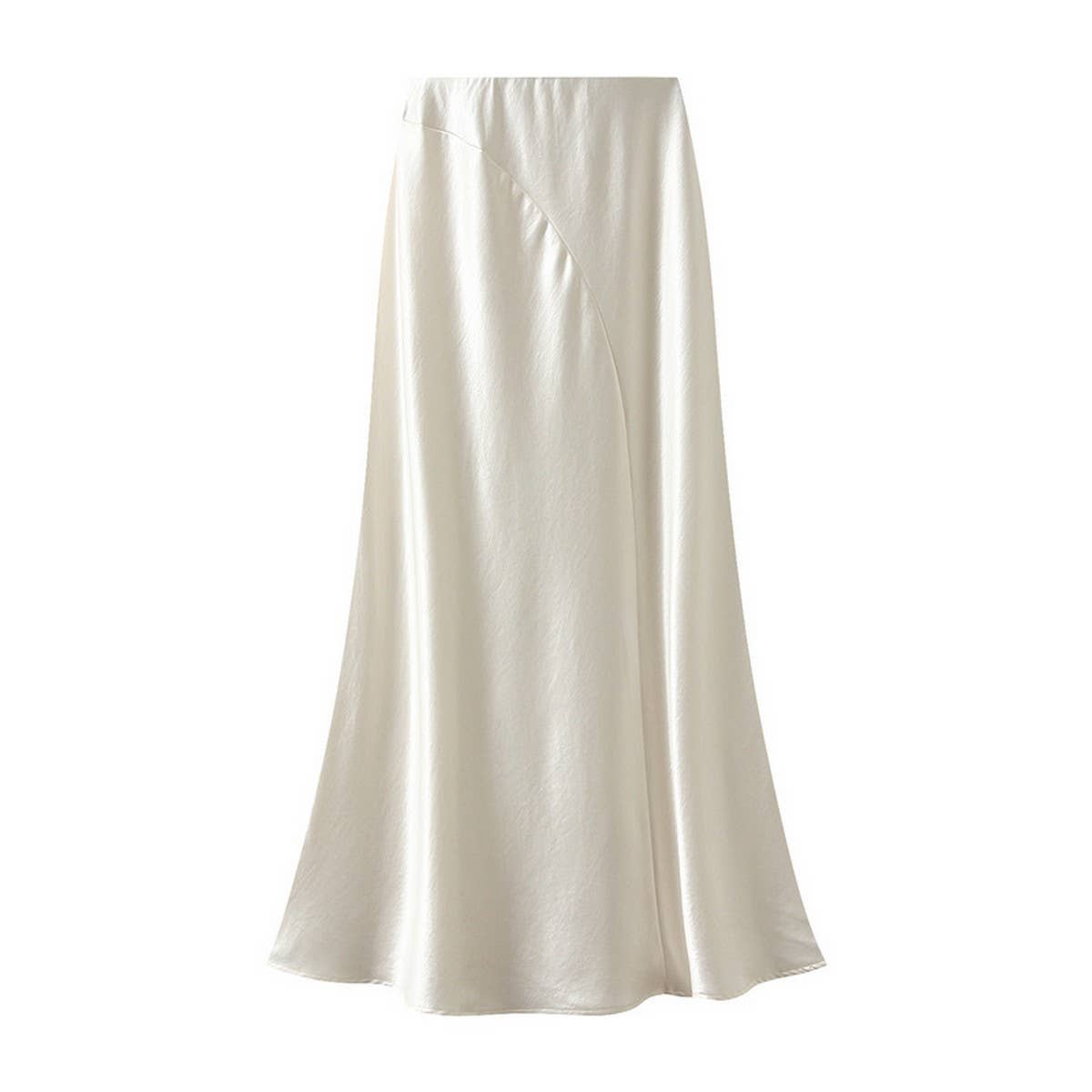 Asymmetrical Satin Fishtail Slimming Midi Skirt_CWBMS0353