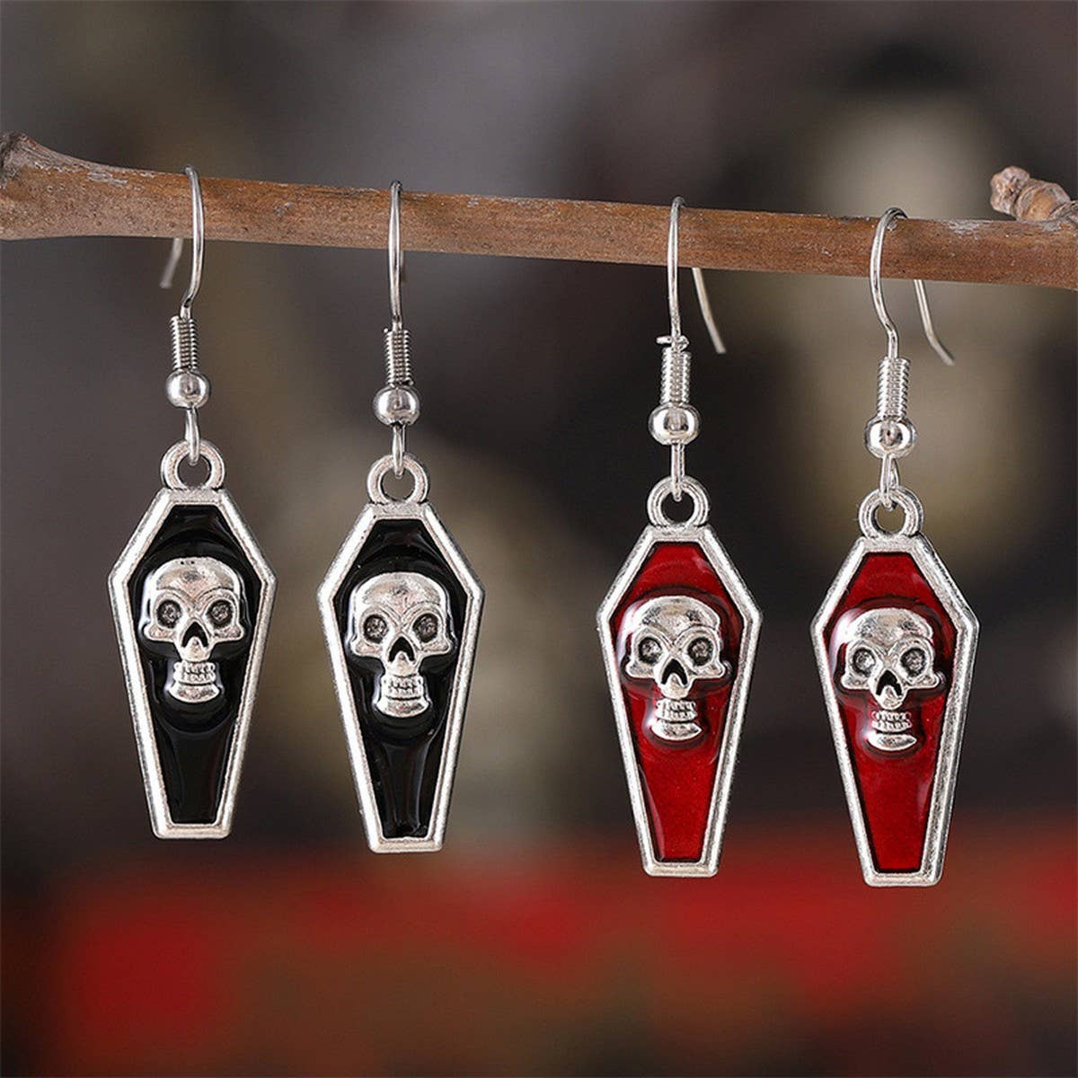 HALLOWEEN VINTAGE CROSS SKULL EARRINGS