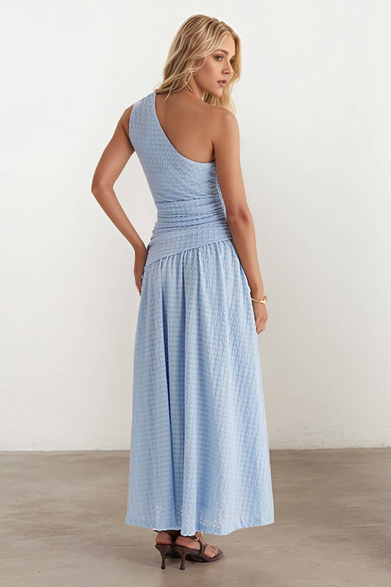 CWDMD6436_SOLID ONE-SHOULDER SLEEVELESS BODYCON DRESS