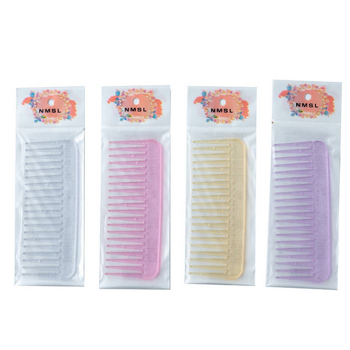 TRANSPARENT FINE-TOOTHED COLORFUL GLITTER COMB