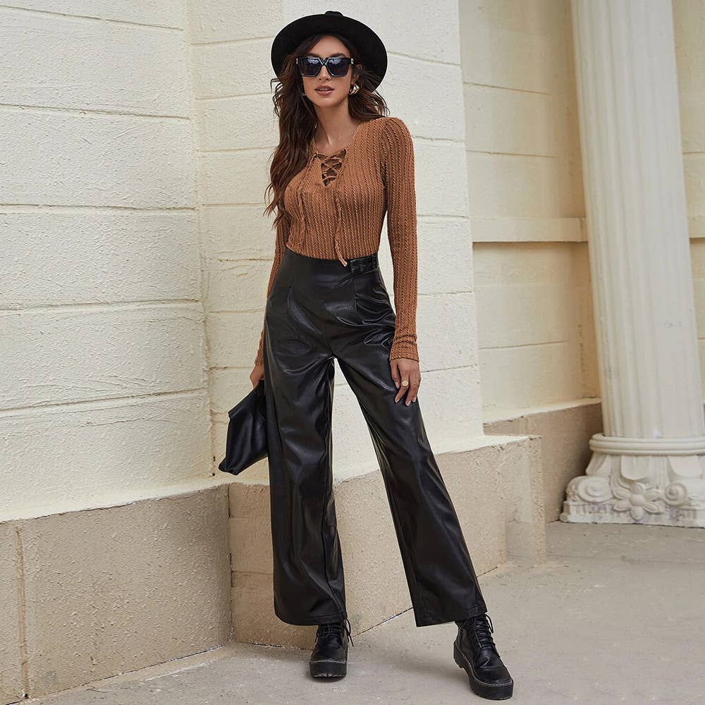 SLIM-FIT LONG SLEEVE T-SHIRT WITH V-NECK STRAP