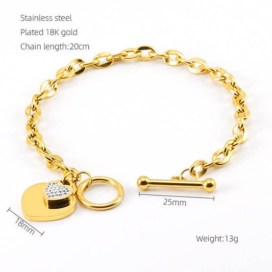 NICHE DIAMOND SET FASHION HIGH SENSE OT BUCKLE BRACELET