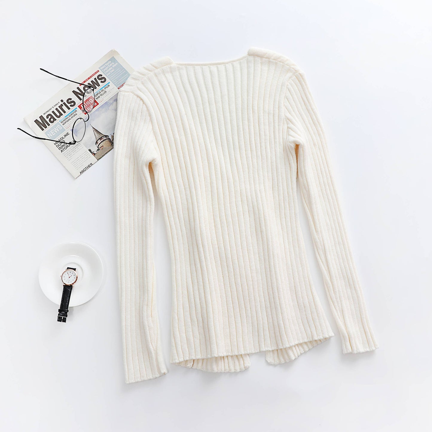V-NECK PULLOVER CROSS SWEATER SWEATER