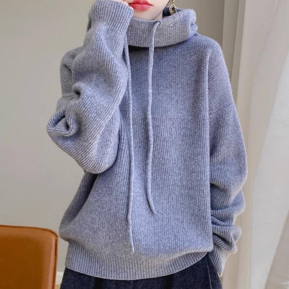 Women's Slouchy Turtleneck Knit Sweater
