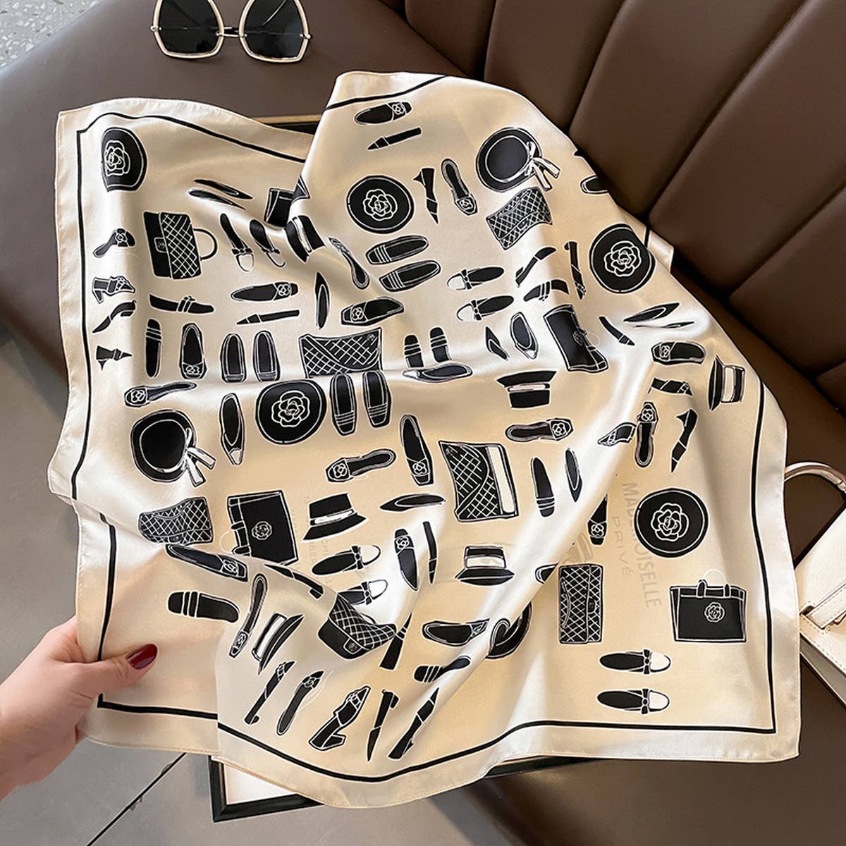 Summer Black & White Silk Scarf ??Accessory_CWASC0622