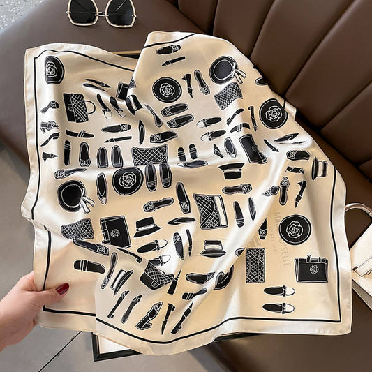 Summer Black & White Silk Scarf ??Accessory_CWASC0622