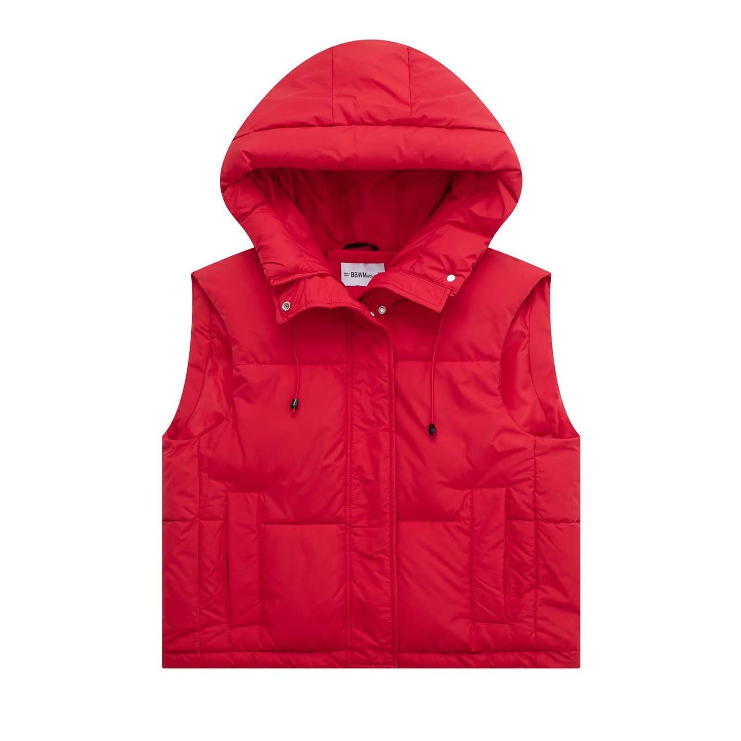 Solid-color simple and casual hooded vest jacket