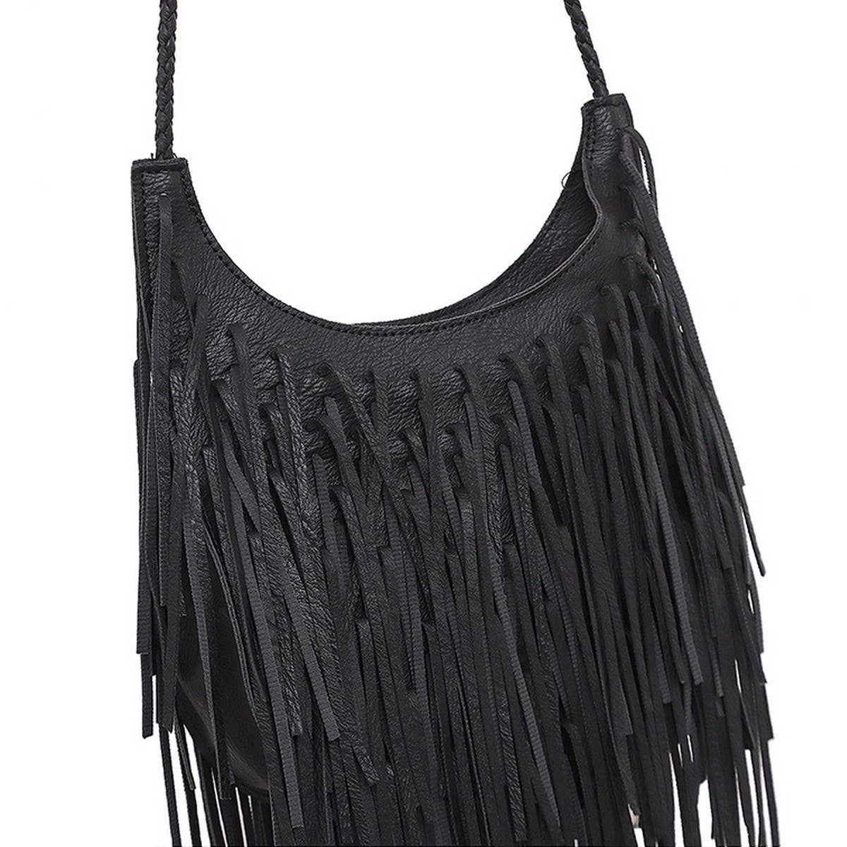 CWAB4542_SOFT LEATHER TASSEL SHOULDER BAG