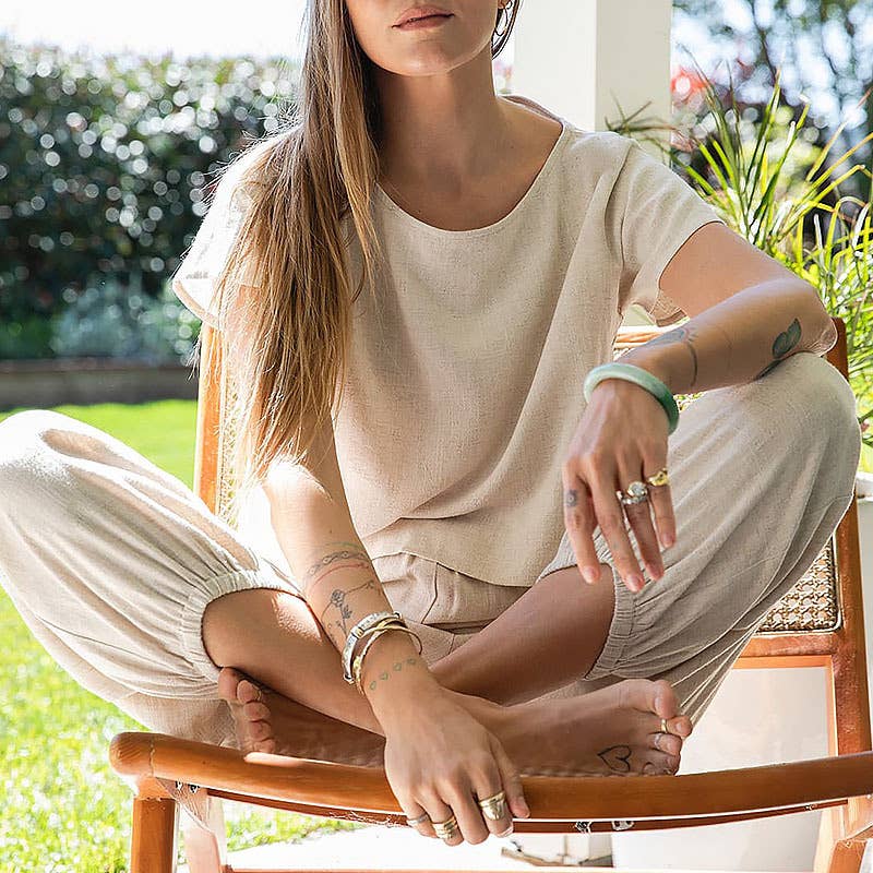 LINEN SLOUCHY CASUAL BLOUSE