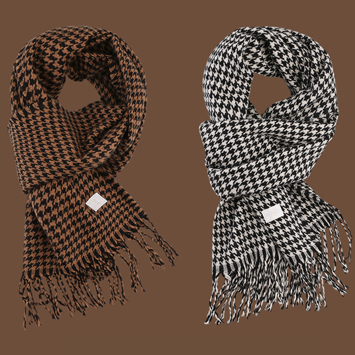 New Houndstooth Faux Cashmere Scarf for Women