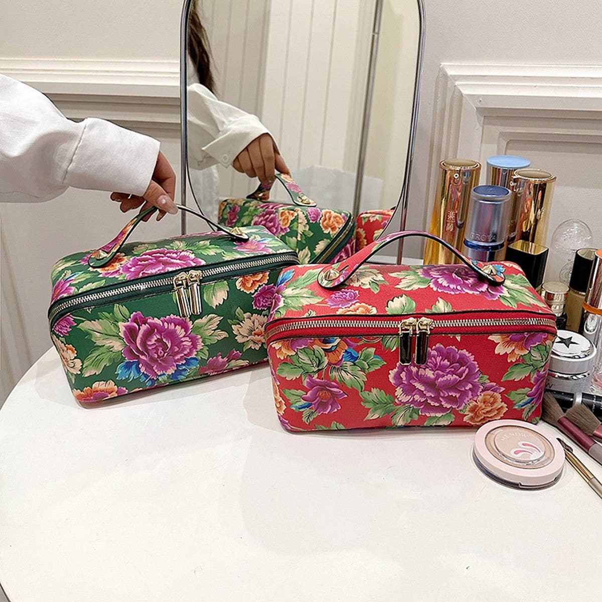 NEW CHINESE STYLE BIG FLOWER COSMETIC BAG_CWAB4499