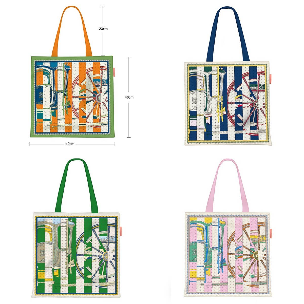 Colorblock Carriage Canvas Tote for Women_CWAB5130