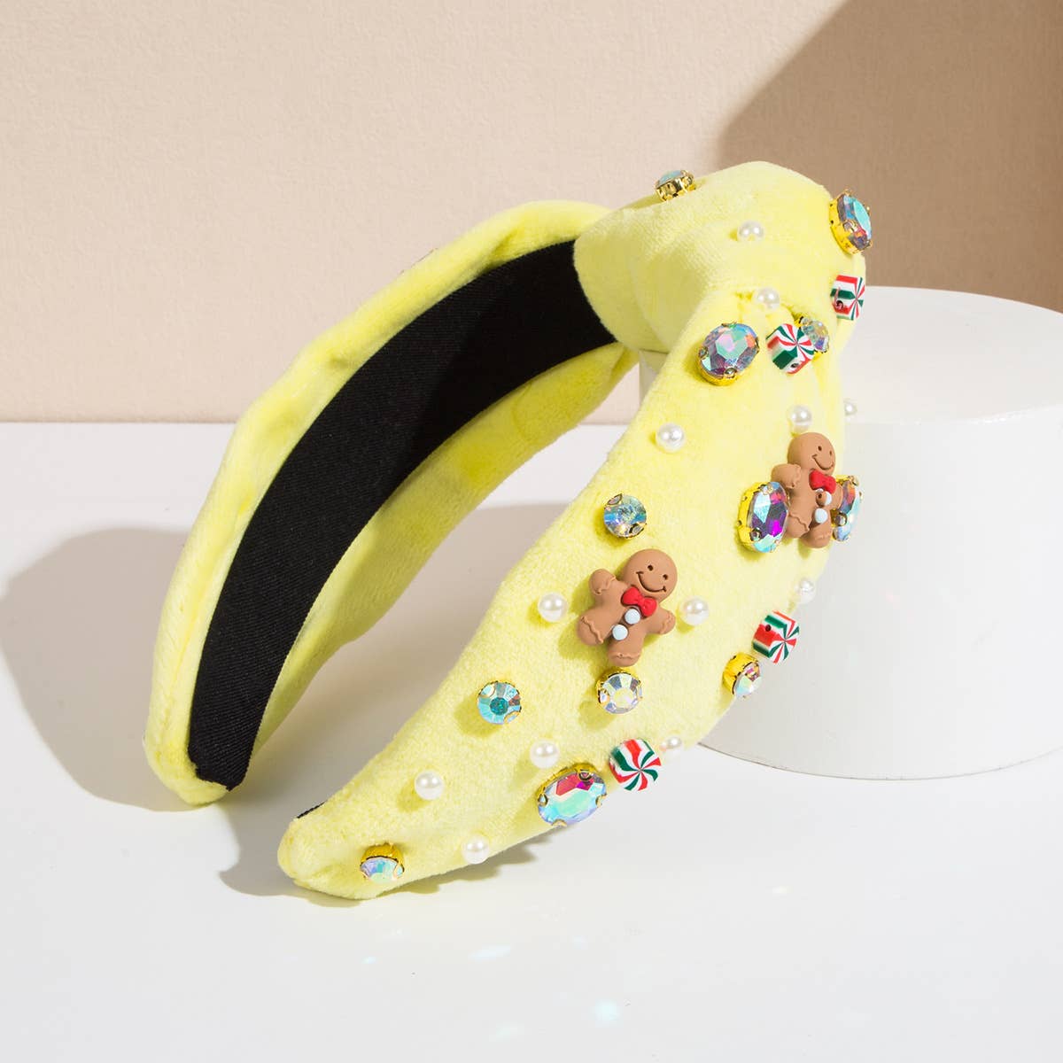 CHRISTMAS HEADBAND CANDY FLANNEL GINGERBREAD MAN