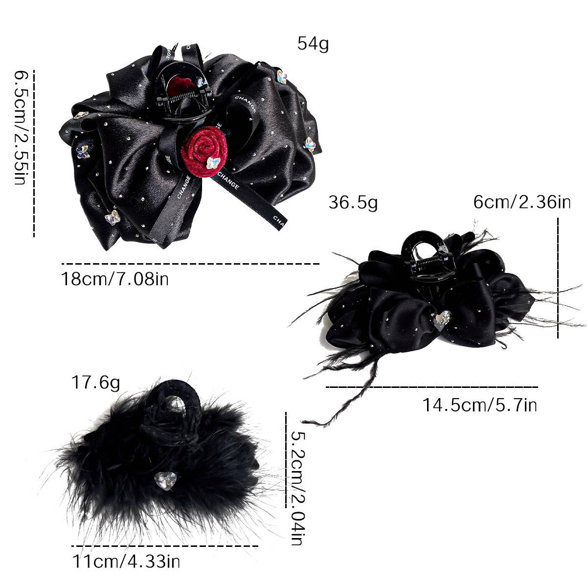 High-end diamond-encrusted feather hair clips