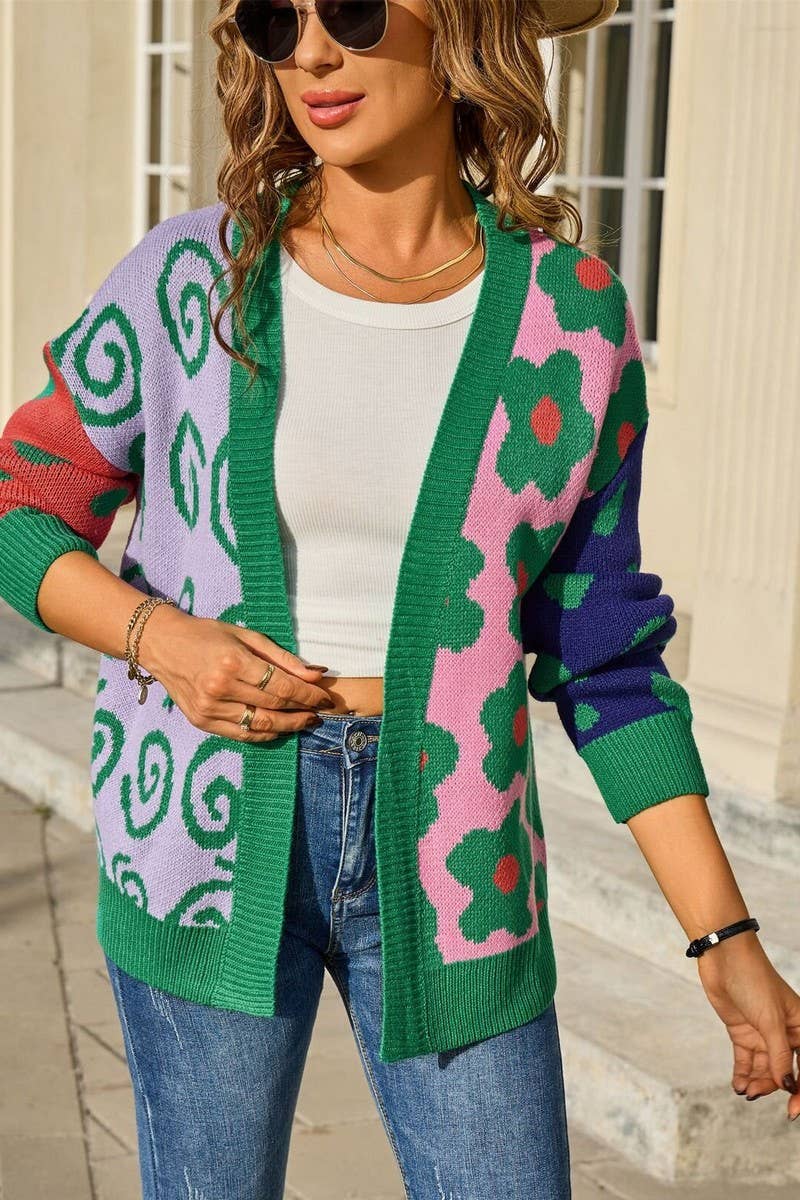 CWOCAL00804_HEAVY COLOR CASUAL KNIT CARDIGAN