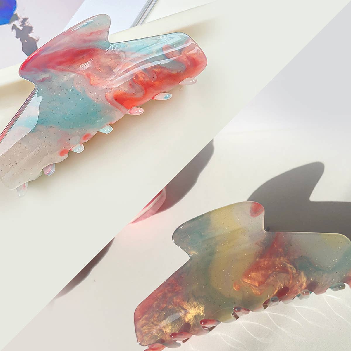 Sweet elegant color-changing acrylic shark clip