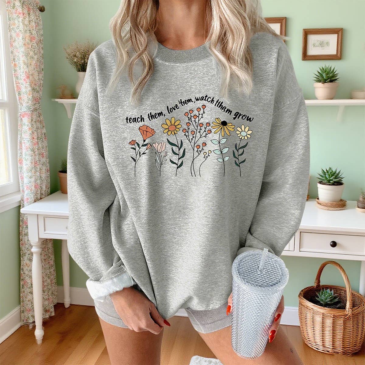 Teach them love printed thickened warm hoodie