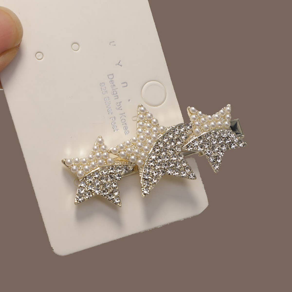 STARFISH FIVE-POINTED STAR PEARL DUCKBILL HAIRPIN_CWAHA4660