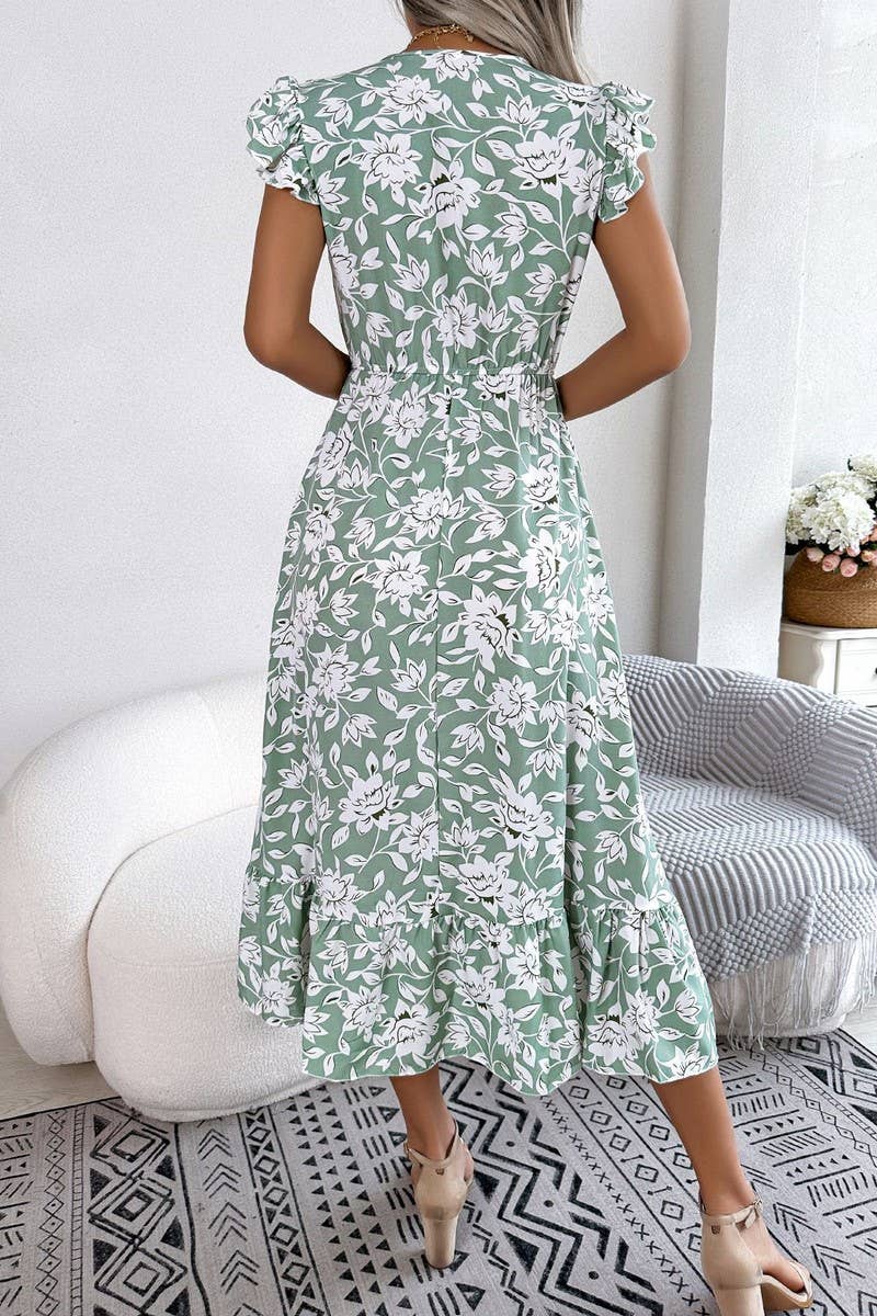 LEISURE FLOWER WAIST HOLIDAY DRESS_CWDSD2521