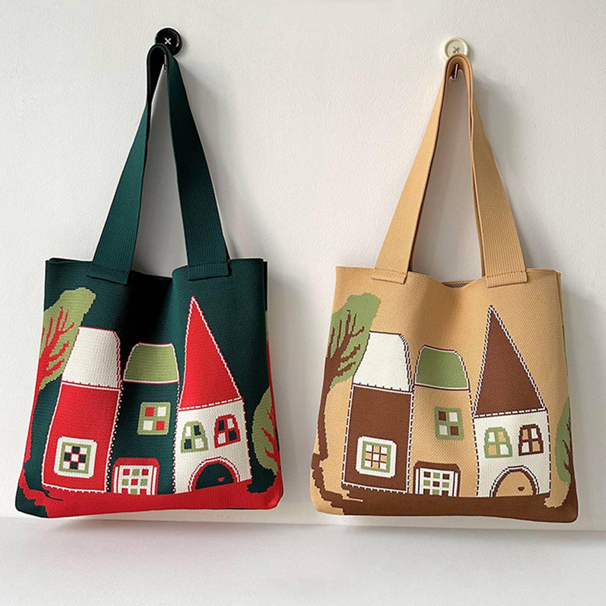 CARTOON CASTLE LARGE CAPACITY KNITTED TOTE BAG_CWAB1513