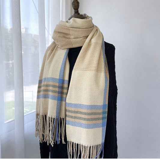 Plaid Wool-Blend Scarf ??Winter Wrap for Women_CWASC1457