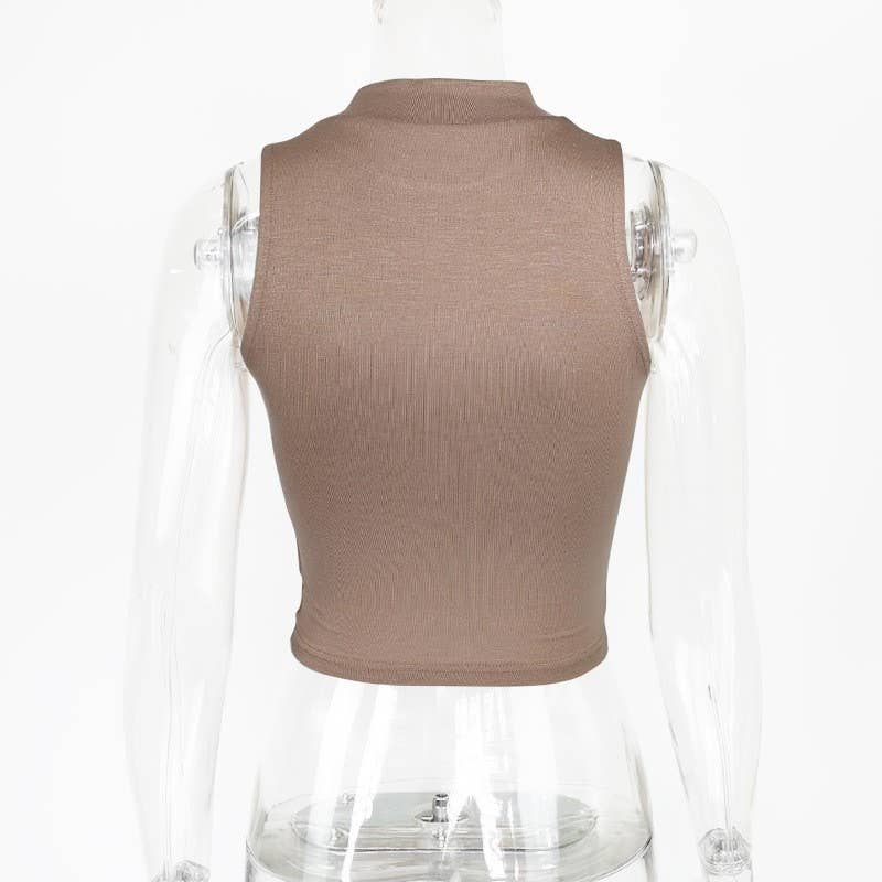 SHORT SLIM-FIT MIDRIFF HALF-NECK VEST