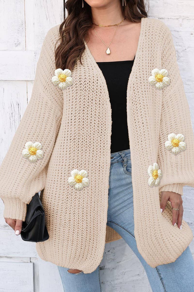 CWOSWL07391_WOMEN CHUNKY KNIT LOOSE FIT CARDIGAN SWEATER