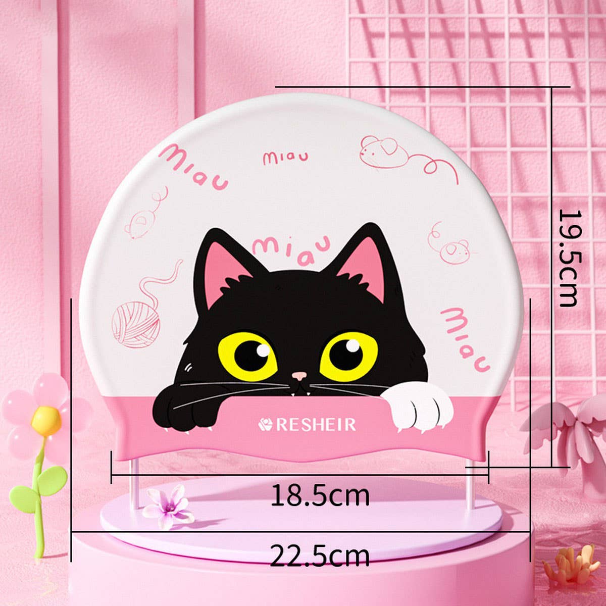 Girls Swim Cap Silicone Waterproof Cute Ear Cover