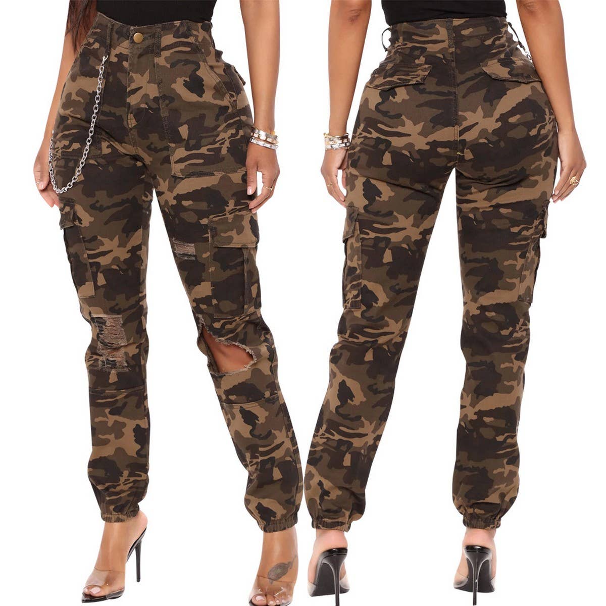WOMEN FASHIONABLE CASUAL SLIM FITTING CARGO PANTS_CWBLP0355