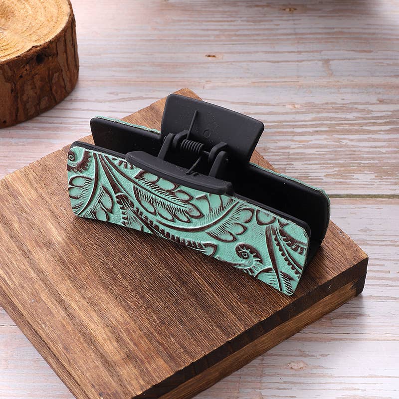 leather solid color printed textured hair claws