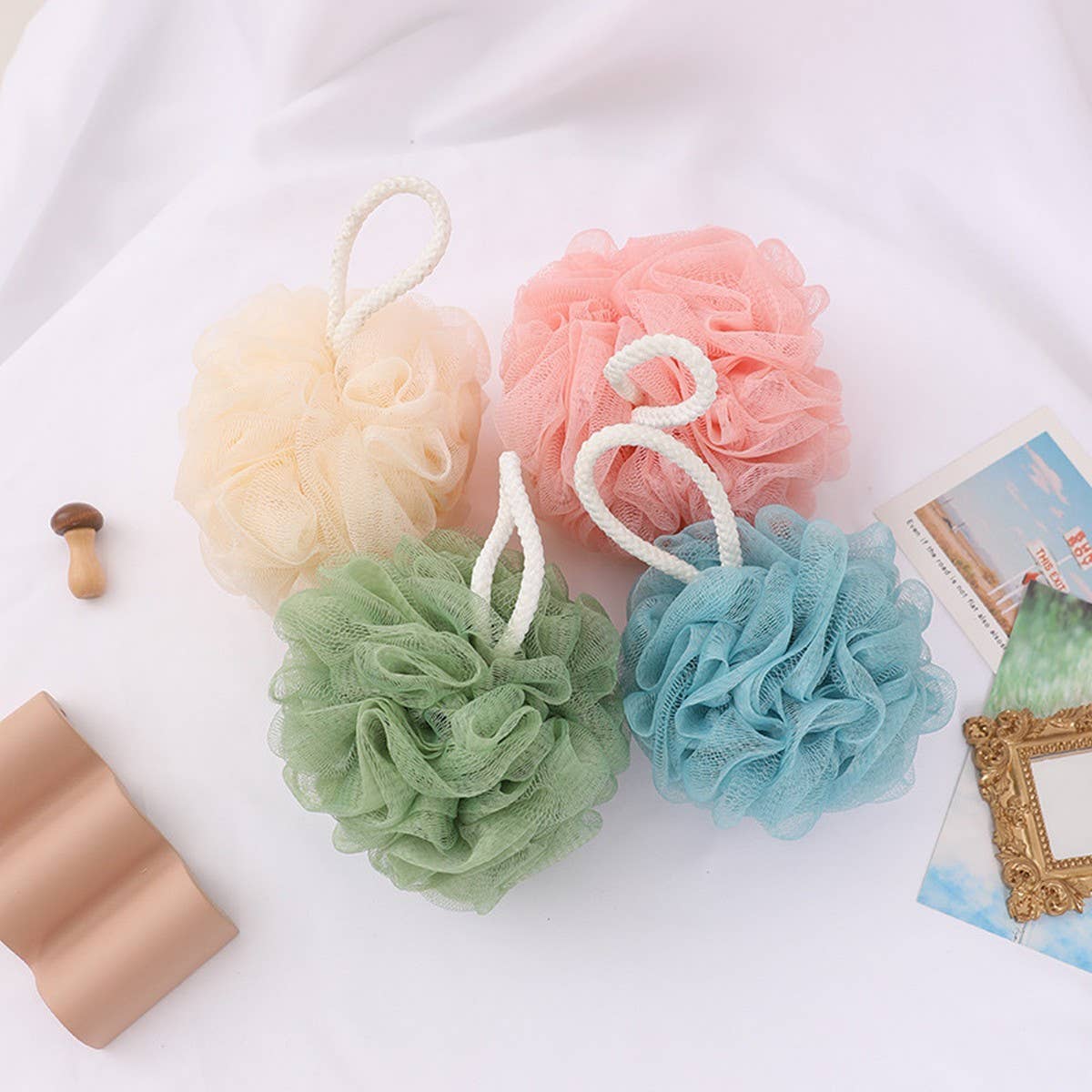 BATH POUF COLORFUL BATH FLOWER BALL_CWMM3382