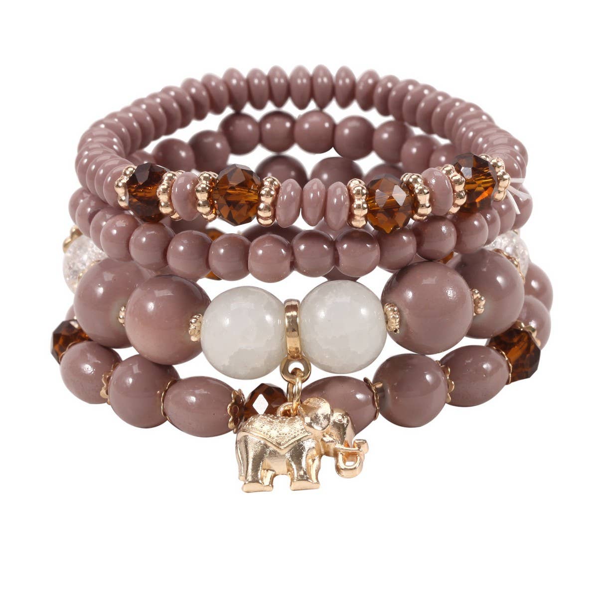 CWMM10439_BOHO ELEPHANT PENDANT BEADED BRACELET FOR WOMEN