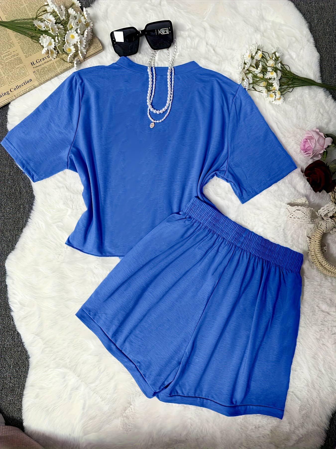 SHORT-SLEEVED, TIGHT-WAISTED AND SHORT PANTS SET_CWSTB00401