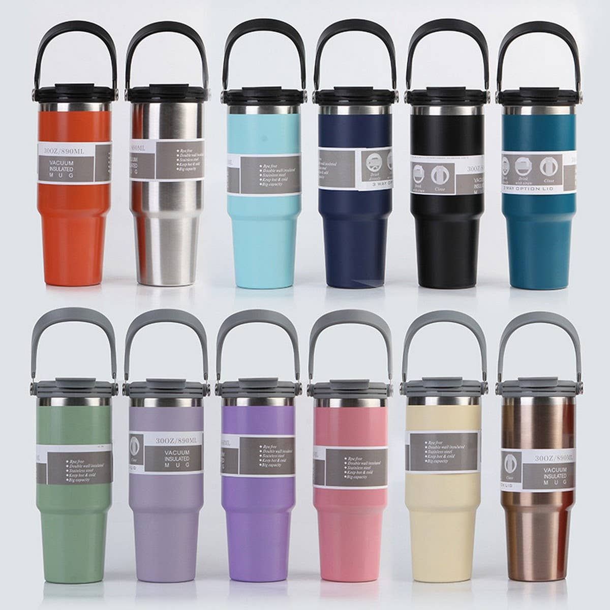 20oz/30oz Car Cup, Double Lid, Straw, Insulated Mug_CWMM7918