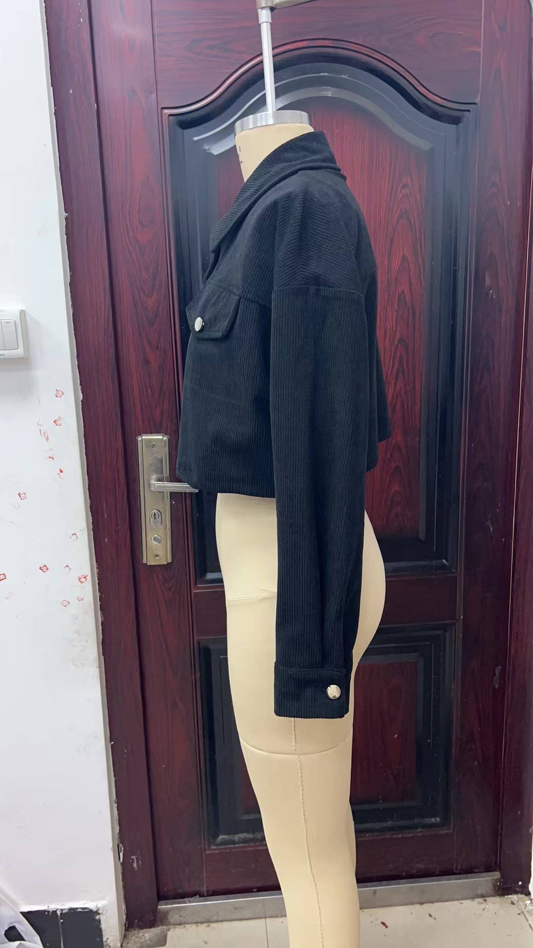 LANTERN LONG SLEEVE CORDUROY CASUAL SHORT JACKET