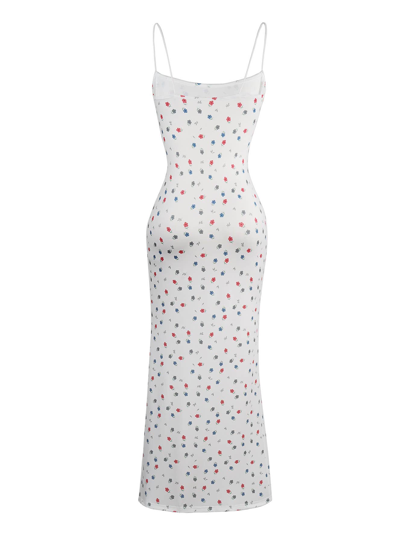 Polka dot printed square collar halter dress